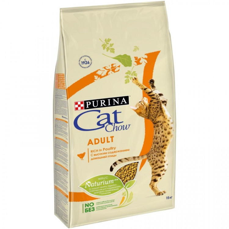 Cat Chow Adult Poultry сухой корм для взрослых кошек с домашней птицей - 15 кг