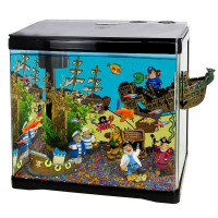 Prime детский аквариум "Пиратский остров", полный комплект с оборудованием и декорациями, черный 33 л