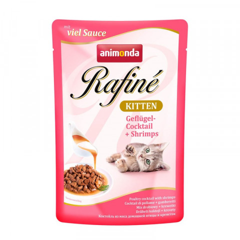 Animonda Паучи Rafine Soupe Kitten коктейль из мяса домашней птицы и креветок для котят 100 г