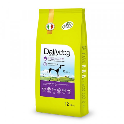 Сухой корм Dailydog Adult Medium Large Breed для собак средних и крупных пород с уткой и овсом 12 кг