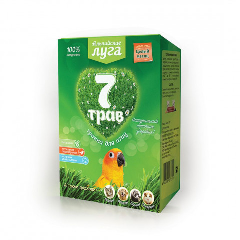 Альпийские луга 7 трав Травка для птиц лоток 50 г