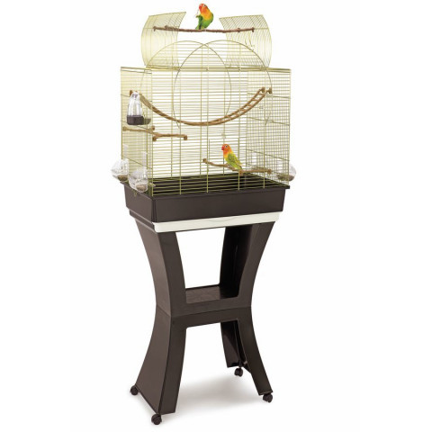 Imac Matilde клетка для птиц на колесах и подставке, золото-коричневая, 58х38х71/143 см