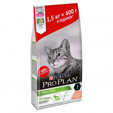 Сухой корм Purina Pro Plan Cat Adult Sterilised для стерилизованных кошек с лососем - 1,5 кг + 400 г в подарок