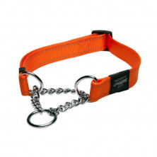 Rogz ошейник-полуудавка для собак крупных пород размер L серия Utility с никелированной цепью, обхват шеи 400-560 мм, оранжевый