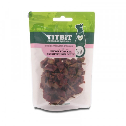 TiTBiT Легкое говяжье в клюквенном соусе для кошек, вяленые лакомства - 25 г
