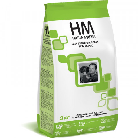 Наша Марка сухой корм для взрослых собак всех пород с кроликом и перепелами 3 кг