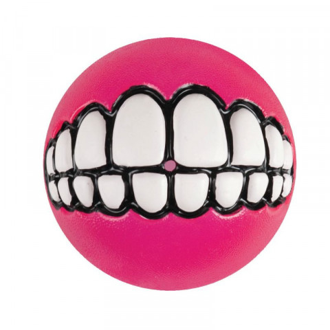 Игрушка для собак ROGZ Grinz M мяч с принтом \"зубы\" и отверстием для лакомства Розовый - 64 мм