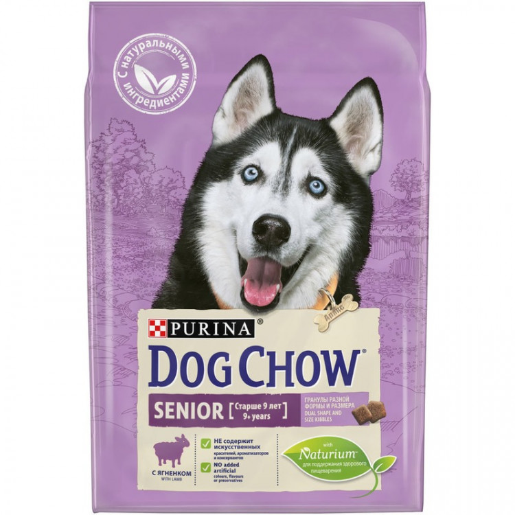 Purina Dog Chow для взрослых собак старше 9 лет с ягненком - 2,5 кг