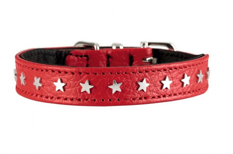 Hunter ошейник для собак Capri Mini Stars 30 (23-27 см)/1,6 натуральная кожа красный