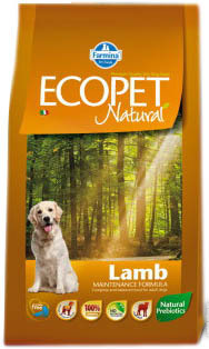 Farmina Ecopet Natural Lamb сухой корм для взрослых собак всех пород с нарушениями пищеварения и аллергией с ягненком- 12 кг