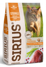 Sirius сухой корм для стерилизованных кошек с уткой и клюквой - 10 кг