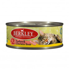 Berkley Kitten Turkey & Chicken Liver № 2 паштет для котят с натуральным мясом индейки, куриной печенью, маслом лосося - 100 г