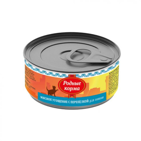 Родные корма Мясное угощение с Перепелкой консервы для котят 100 г