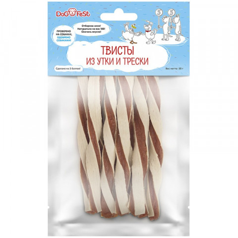 Dog Fest Твисты из утки и трески - 50 г