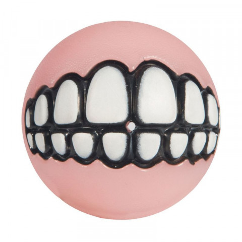 Игрушка для собак ROGZ Grinz M мяч с принтом \"зубы\" и отверстием для лакомства Розовый - 64 мм