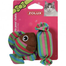 Zolux Игрушка мягкие рыбка и конфета с мятой для кошек, зеленые 2 шт.