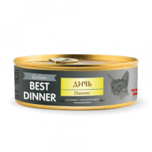 Best Dinner Exclusive консервы для кошек при проблемах пищеварения паштет с дичью - 0,100 кг