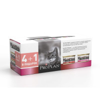 Влажный корм Pro Plan Delicate для взрослых кошек с чувствительным пищеварением с индейкой и курицей, промо-набор 4+1 - 85 г