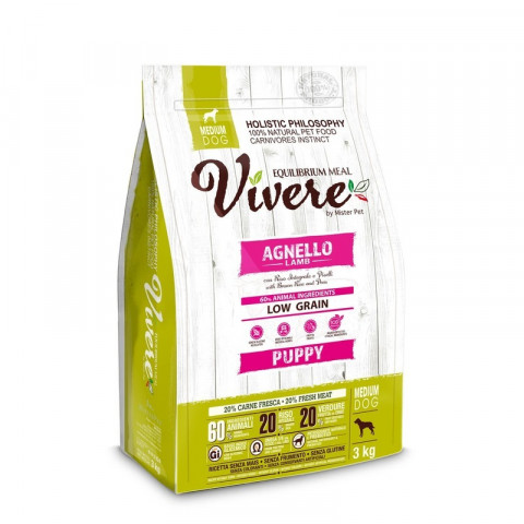 Vivere Medium Puppy сухой корм для щенков средних пород со вкусом ягненка - 3 кг