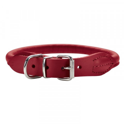 Hunter ошейник для собак Round&Soft Elk 32 (24-27 см)/0,6 см кожа лося красный чили