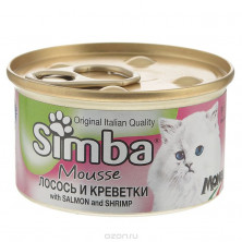 Simba Cat консервы для кошек паштет лосось с креветками 85 г