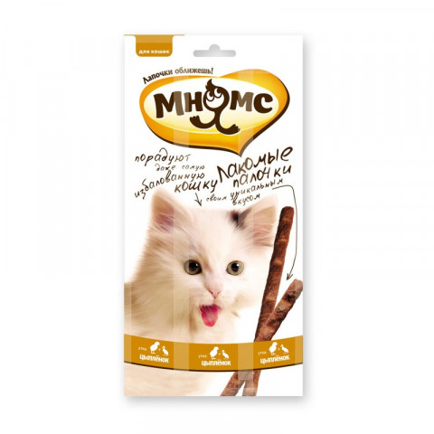 Мнямс лакомые палочки Цыпленок с уткой 13,5 см для кошек - 5 г х 3 шт