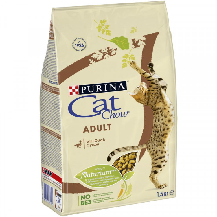 Purina Cat Chow для взрослых кошек, с уткой - 1,5 кг