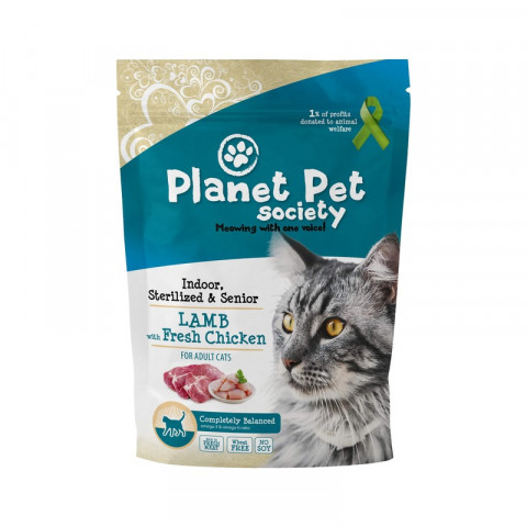 Planet Pet Indoor & Sterilized Lamb сухой корм для стерилизованных кошек с ягненком и курицей 1.5 кг