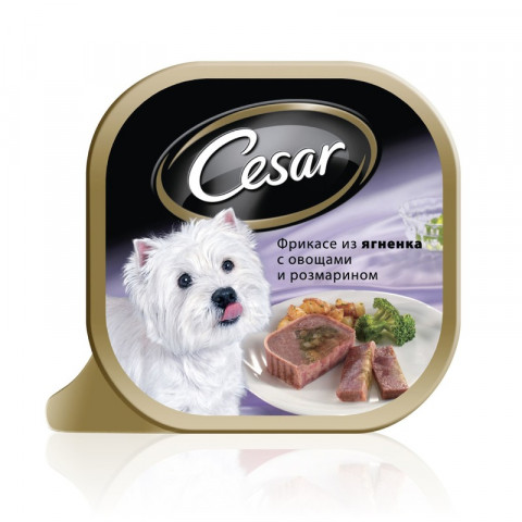 Cesar консервированный корм в форме фрикасе из ягненка с овощами и розмарином для взрослых собак - 100 г