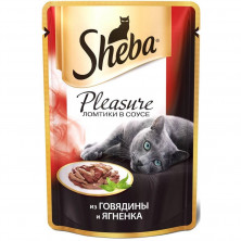 Sheba паучи в форме ломтиков говядины и ягненка в соусе для взрослых кошек - 85 г
