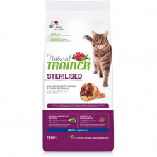 Сухой корм Trainer Natural Sterilised для взрослых стерилизованных кошек с сыровяленой ветчиной - 10 кг