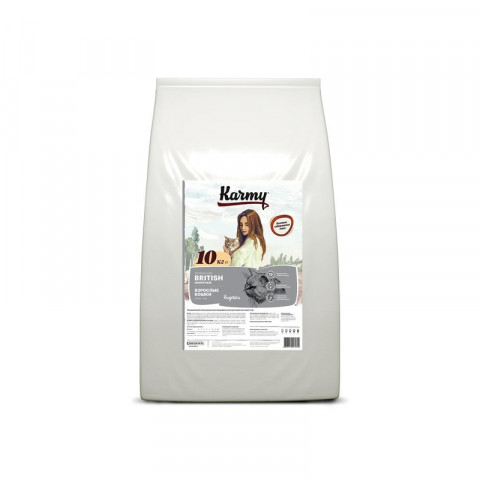 Сухой корм Karmy British shorthair для взрослых кошек породы британская короткошерстная с индейкой 10 кг