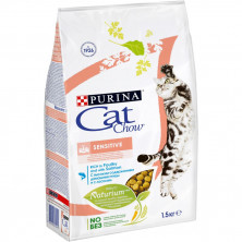 Purina Cat Chow Adult Sensitive для кошек для пищеварения с лососем и рисом 1,5 кг