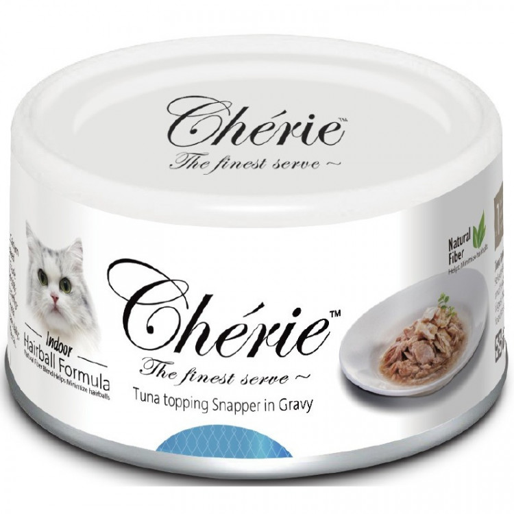 Pettric Cherie Hairball Control влажный корм для кошек с тунцом и луцианом в подливе - 80 г