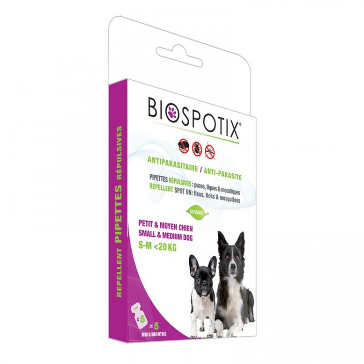Biospotix Dog Spot on капли от блох для собак мелких и средних пород 5 пипеток по 1 мл 1 ш