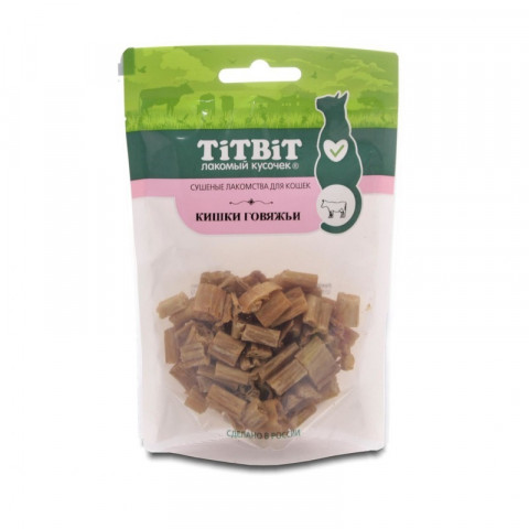 TiTBiT Кишки говяжьи для кошек, сушеные лакомства - 20 г