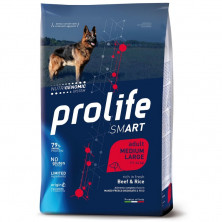Prolife Smart Adult Medium/Large сухой корм для собак с говядиной и рисом - 12 кг