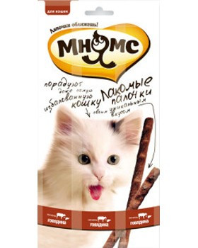 Мнямс лакомые палочки Говядина с печенью 13,5 см для кошек - 5 г х 3 шт
