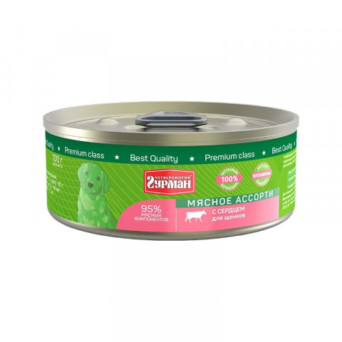 Четвероногий Гурман Мясное ассорти с сердцем для щенков 100 г x 24 ш