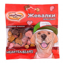 Мнямс лакомство Hearts & Bears жевалки для взрослых собак и щенков с говядиной и ягненком - 150 г