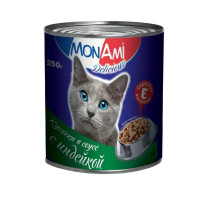 MonAmi влажный корм для взрослых кошек любых пород с кусочками индейки в соусе - 0,25 кг
