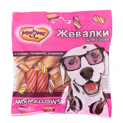 Мнямс лакомство Mixmallows жевалки для взрослых собак и щенков с птицей, говядиной и ягненком - 150 г