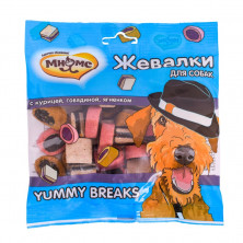 Мнямс лакомство Yummy Breaks жевалки для взрослых собак и щенков с курицей, говядиной и ягненком - 150 г