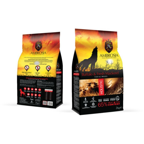 Ambrosia Dog Adult Buffalo & Fresh Mackerel сухой корм для собак с мясом буйвола и свежей скумбрией - 12 кг