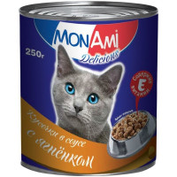 MonAmi влажный корм для взрослых кошек любых пород с кусочками ягненка в соусе - 0,25 кг