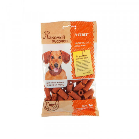 Titbit Лакомство Лакомый кусочек Трубочки из мяса утки - 80 г