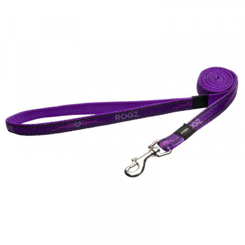 Поводок для собак ROGZ Fancy Dress M-16мм 1,4 м (Фиолетовое сердце)