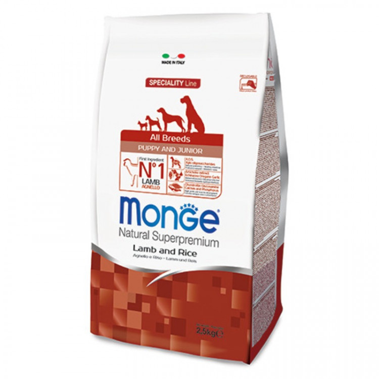 Monge Dog Speciality Puppy&Junior для щенков всех пород ягненок с рисом и картофелем 2,5 кг
