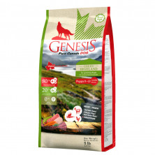 Genesis Pure Canada Green Highland Puppy для щенков, юниоров, беременных и кормящих взрослых собак всех пород с курицей, козой и ягненком - 2,268 кг