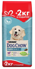 Dog Chow "Puppy" сухой корм для щенков до 1 года Ягненок- 14 кг (2 кг В ПОДАРОК)